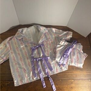 Floral Pajama Set with Purple Accents
